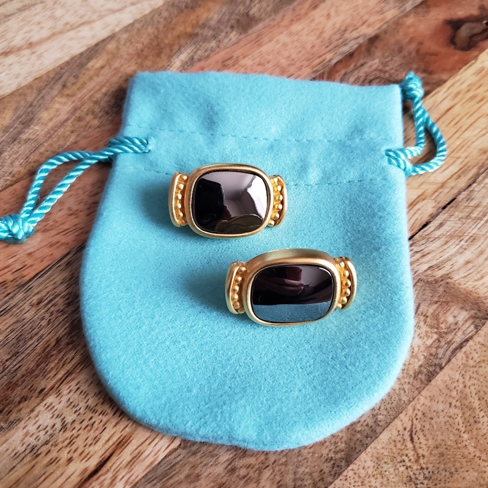 Givenchi 1980s Vintage Rectangular Gold Earrings - image 1